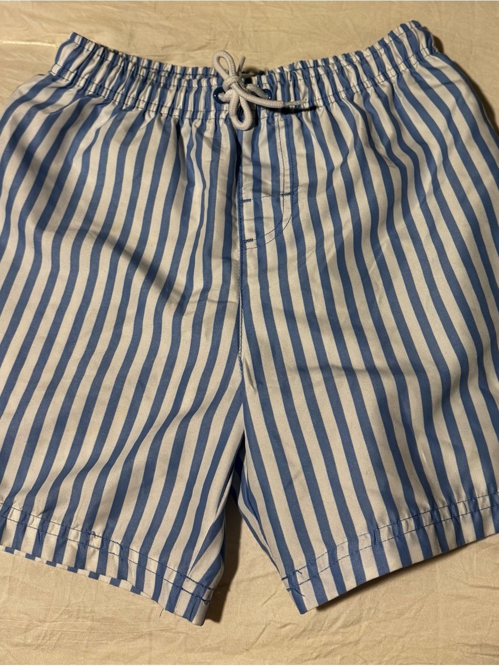 Boys size 4 Blue and White Stripe Swim Shorts Youth Swimsuit Trunks